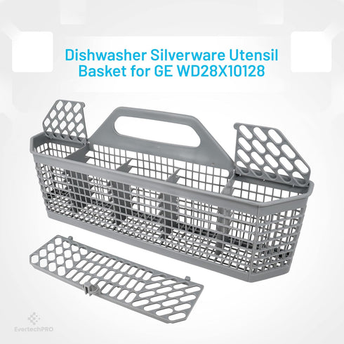 WD28X10128 Dishwasher Silverware Basket Replacement, Durable Basket with Flaps, Compatible with GE and Kenmore