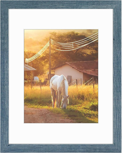 AUEAR 11x14 Picture Frame, Display Pictures 8x10 with Mat or 11x14 Poster Frame, Gallery Wall Photo Frame, Blue