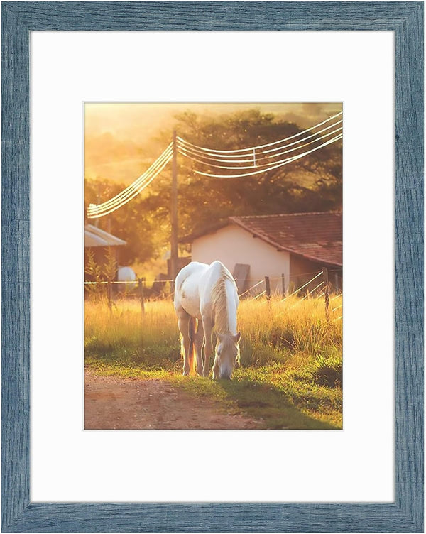 AUEAR 11x14 Picture Frame, Display Pictures 8x10 with Mat or 11x14 Poster Frame, Gallery Wall Photo Frame, Blue
