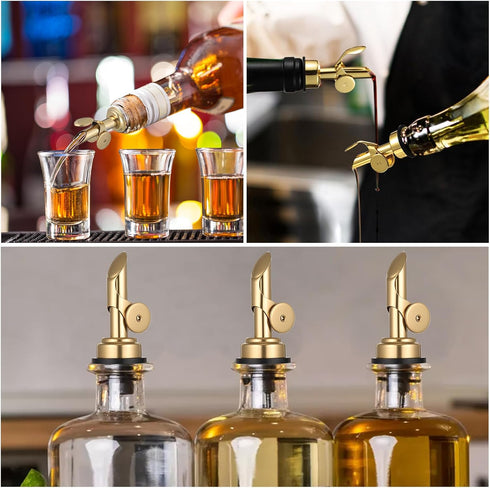 Xelsluthe 2 PCS Weighted Stainless Steel Bottle Pourers, Olive Oil Dispenser Spout, Self Closing Liquor Pour Spout