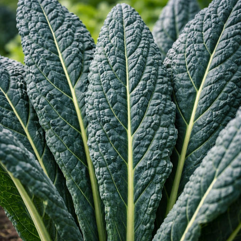 Sunutri Seeds Black Tuscan Lacinato Kale Seeds Dark Blue-Green Leaves with Upright Growth for Home Gardens, Raised Beds
