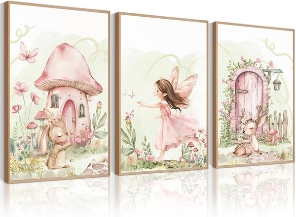 Pouydmi Fairy Girl Nursery Wall Art Magic Canvas Wall Decor Fairy Garden Poster