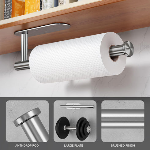SUS304 Auxmir No Drilling Self Adhesive Toilet Paper Holder, Premium Rustproof Stainless Steel Roll Holder Wall Mount