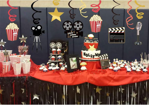 36Ct Movie Night Party Decorations, Hanging Swirls for Movie Theater Themed Supplies