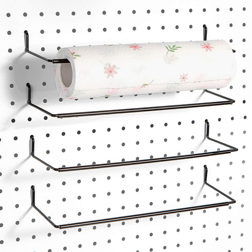 Paper Towel Holder for Pegboard, Extendable, Fits Any Standard Pegboard, 4 Packs, Black