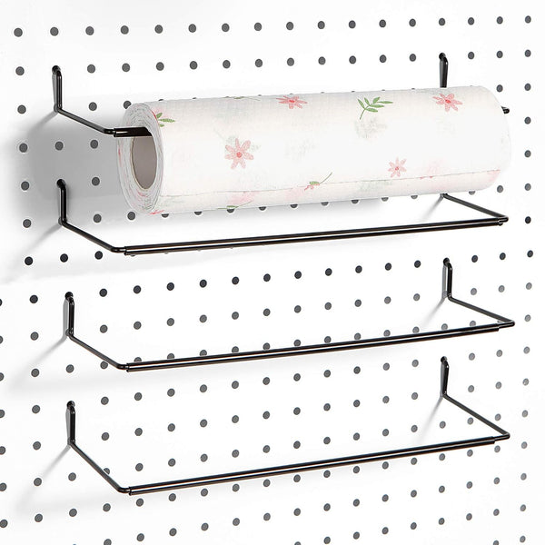 Paper Towel Holder for Pegboard, Extendable, Fits Any Standard Pegboard, 4 Packs, Black