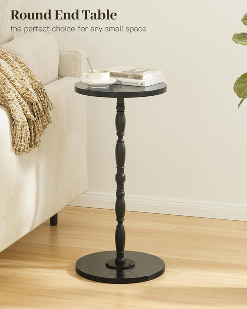Round Side Table, Drink Table for Small Spaces, Vintage Accent Side Table, Pedestal End Tables for Bedroom, Living