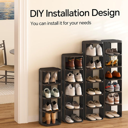Closet, 5 Closet Shoe Racks for Tiers Stackable Shoe Rack for Front Door Entrance Free Standing Plastic Shoe Stand