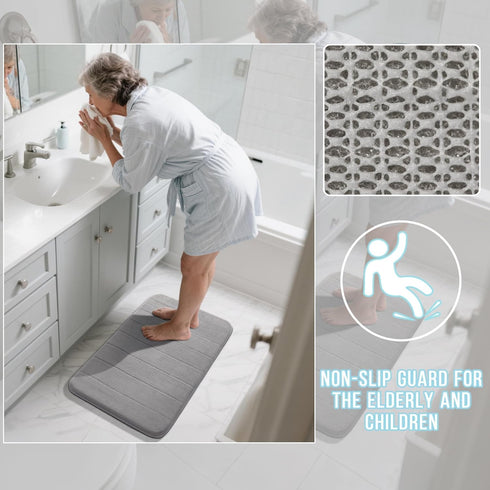 Yimobra Memory Foam Bath Mat, Super Soft Absorbent Non Slip Bathroom Rug 24x17 Inch, Gray