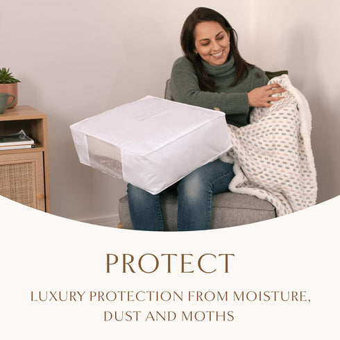 Hayden Hill Luxury Organic Cotton Sweater & Blanket Storage Bag, 20" Fits 9 Cashmere Sweaters, Moth Proof Bag