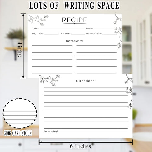 100 Count Recipe Cards, 4x6 Inch White Double-Sided Blank Cards for Weddings and Gifts