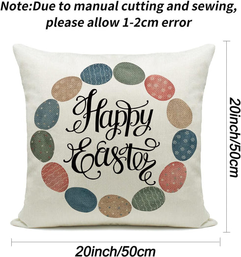 Ueerdand Easter Pillow Covers Set of 4, 20x20 Inch Farmhouse Bunny Decoration for Sofa Couch