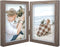 AEVETE 5x7 Double Picture Frames Hinged Wood Folding Frames for Vertically Display, Gray
