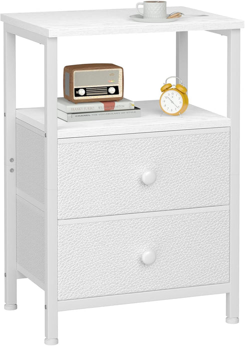 LOAKEKEL Night Stand, Nightstand with 2 Fabric Drawers for Bedroom, Small End