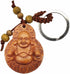 Betterdecor Feng Shui Peach Wood Money Happy Laughing Buddha Key Ring Amulet