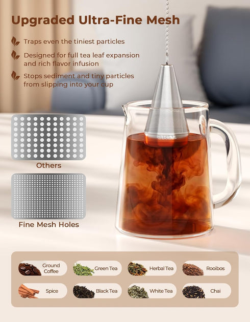 304 1.8 3 Cone Tea Infusers for Loose Leaf Tea, Stainless Steel Tea Strainer Fine Mesh, x Loose Leaf Tea Steeper with a