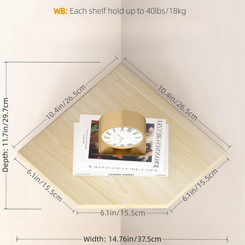 JJL Set 2 Decor(14.76in Corner Shelving, of Floating Wall Shelf for Wall Organizer Storage, Easy-to-Assemble, Floating