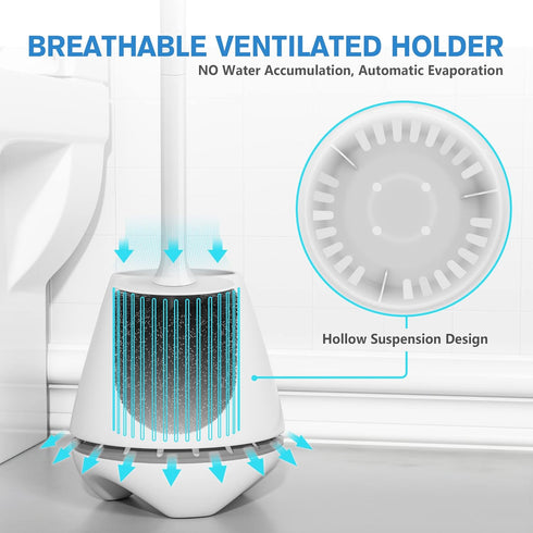 uptronic Toilet Brush and Holder 2 Pack, Toilet Brush with Ventilated Holder, Toilet Bowl Brush with Long and Large Handle for Bathroom-Toilet-Cleaning-Bristles-Comfortable by uptronic