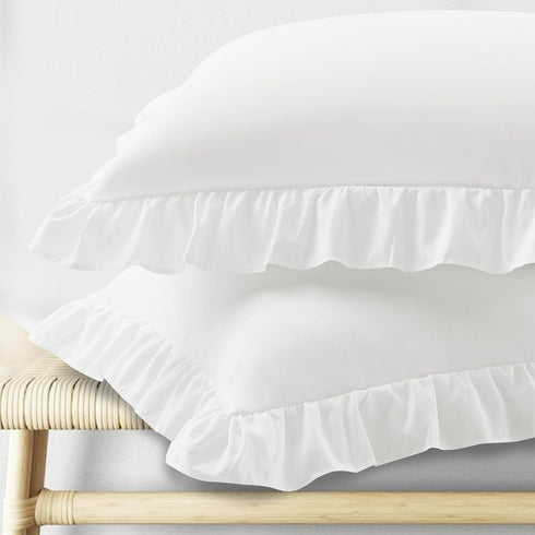 KKJIAF Ruffle Pillow Cases Queen Size Set of 2, Ruffled Pillow Covers