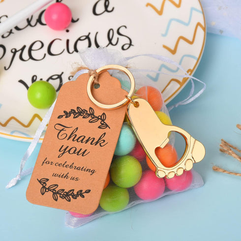 Winocbxt 50PC Footprint Keychain Bottle Opener Baby Shower for Guest Baby Shower Gifts