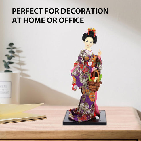 VOSAREA 12-Inch Hand-Painted Japanese Geisha Doll Figurine