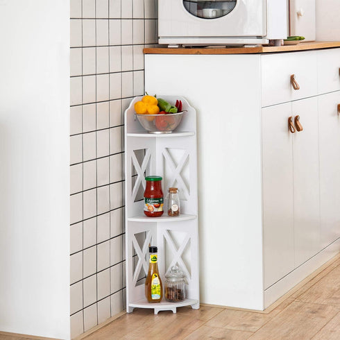 Waterproof Corner Shelf Stand, Storage Organizer for Bathroom, Perfect for Small Space, White Toilet Paper Stand
