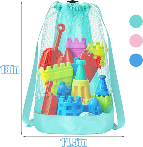 Bag,3pcs Backpack Vodolo Beach Toy Mesh Travel Sand Toys for Sandbox Buckets,Beach Vacation Essentials for Kids,Shell