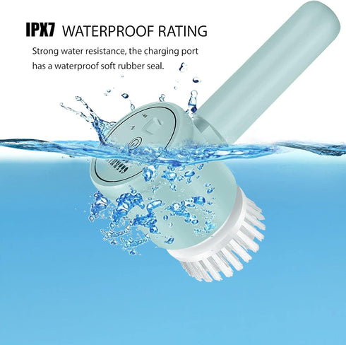 Electric Spin Scrubber, Folding Rechargeable Cleaning Brush for Bathroom with 3 Replaceable Brush Heads