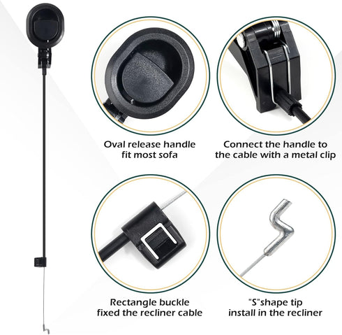 ICYANG Universal Oval Black Plastic Recliner Release Pull Handle - Fits Ashley and Major Brands