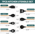 TeamFar Cooking Utensils Set of 7, Silicone Kitchen Utensils Set with Wooden Handles, Heatproof Kitchen Tools for Cooking Turning Serving, Non-toxic, Non Scratch for Non-stick Cookware – Black by TeamFar