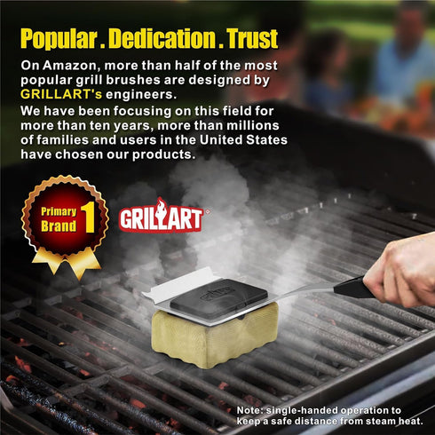 GRILLART Grill Brush Bristle Free, Replaceable BBQ Cleaning Head (No Handle), Safe Replacement Cleaning Pad for Cast