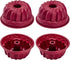 Nalchois 4 Inch Silicone Mini Bundt Cake Pan Set of 4, Nonstick BPA Free Molds for Baking, Oven Safe Fluted Tube