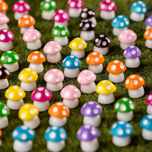 80P Mini Mushrooms, Tiny Resin Mushroom Figurines Small Little Resin in Bulk for Miniature Landscape Aquarium Potted
