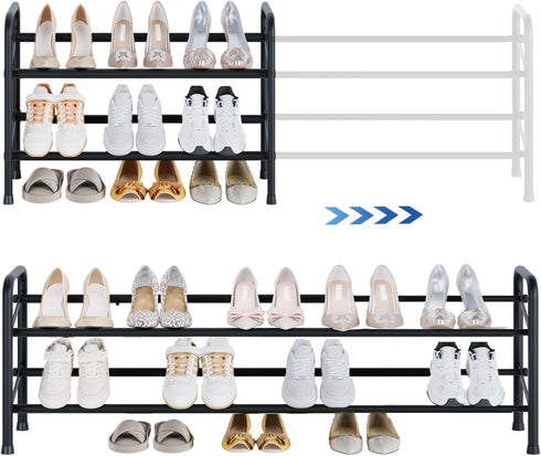 Housen Solutions 2 Tier Expandable Shoe Rack for Closet, Adjustable Shoe Shelf