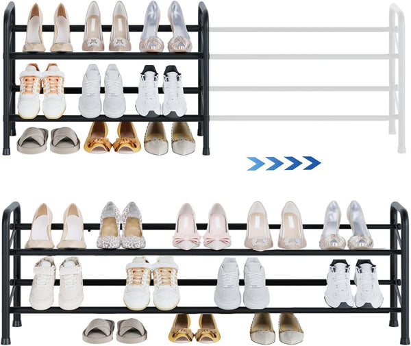 Housen Solutions 2 Tier Expandable Shoe Rack for Closet, Adjustable Shoe Shelf