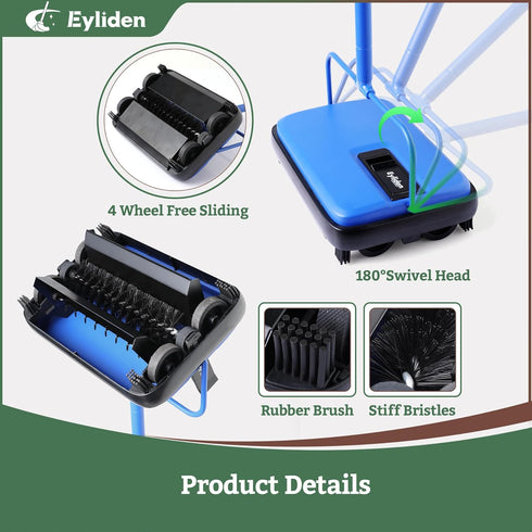 Eyliden Carpet Sweeper, Mini Size Lightweight Hand Push Carpet Sweepers - No Noise, Non-Electric - Easy Manual Sweeping, Automatic Compact Broom Only for Carpet Cleaning by Eyliden