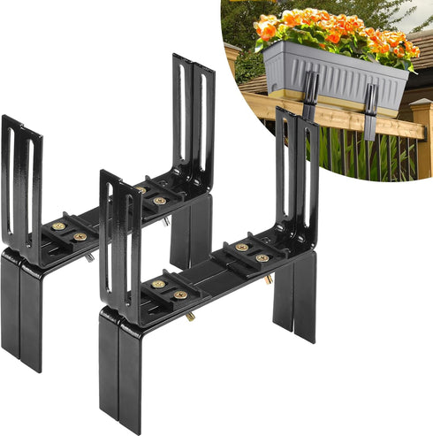 Deck Railing Planter Stand, Retractable Balcony Plant Holder for Window Box Planter,