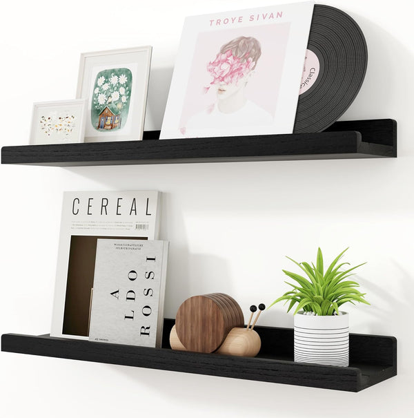 RICHFOCUS Floating Shelves for Wall, 24 inch Solid Wood Picture Ledge Shelf