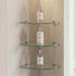 3 Pack Kingrol Glass Bathroom Shower Shelves, Extra Thick Wall Mounted Shelves, Clear Floating Corner Shelves