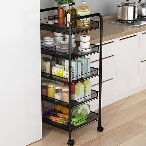 YESBAY 5 5-Layers) Fruit Vegetable Basket for Kitchen, Tier Fruit Vegetable Storage Basket, Stackable Metal Mesh