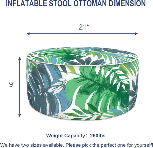 21x9 Inch Patio Inflatable Ottoman, Portable Stool Ottoman with Handle, Outdoor Round Footrest Stool for Garden