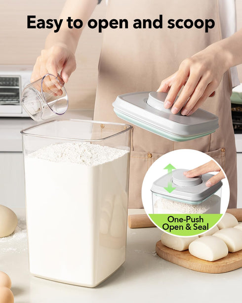 130ml 4L/4.2qt *2 Ankou Airtight Food Storage Container with Pop Lid & Scoop, BPA-Free Cereal, Rice, Flour, Pasta
