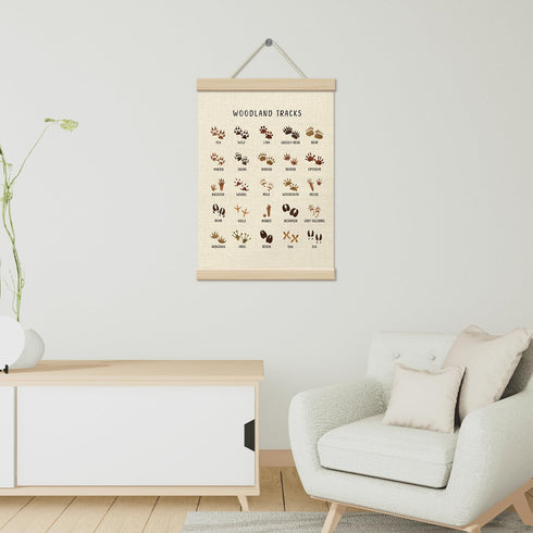12x16 Inches, Decor-03 ZEDEV Woodland Tracks Poster Hanger with Wood Frames Forest Animals Canvas Wall Art, Artwork