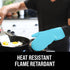 Extra Long Professional Silicone Oven Mitt, Heat Resistant Pot Holders, Flexible Gloves, Aqua, 1 Pair