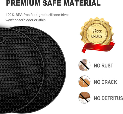 4 Pcs Trivets for Hot Dishes, Kitchen Heat Resistant Pot Holders, Extra Thick Non Slip Silicone Mat, Hot Pads