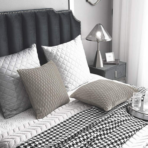 DEZENE Tan Throw Pillow Cases 22x22, 2 Pack Original Striped Velvet Square Decorative Pillow Covers for Farmhouse Couch
