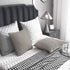 DEZENE Tan Throw Pillow Cases 22x22, 2 Pack Original Striped Velvet Square Decorative Pillow Covers for Farmhouse Couch