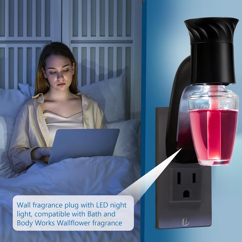 2 Pcs Wall Fragrance Plug with Night Light - Compatible with Bath and Body Works WallFlower Fragrance