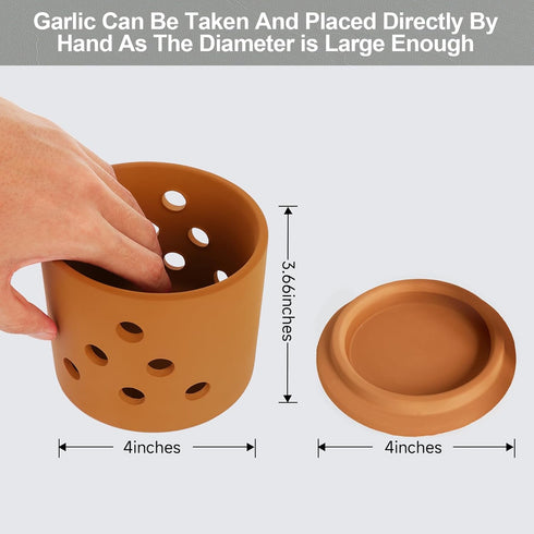 12 LEEPENK Terracotta Garlic Keeper,Vented Clay Garlic Storage Container Saver with Lid and Air Vent,Reserve