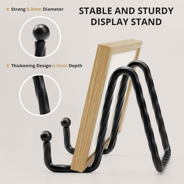 3 Pack 6inch Black Metal Picture Stands for Display, Decorative Plate Holder, Picture Frame Stand for Plate Display
